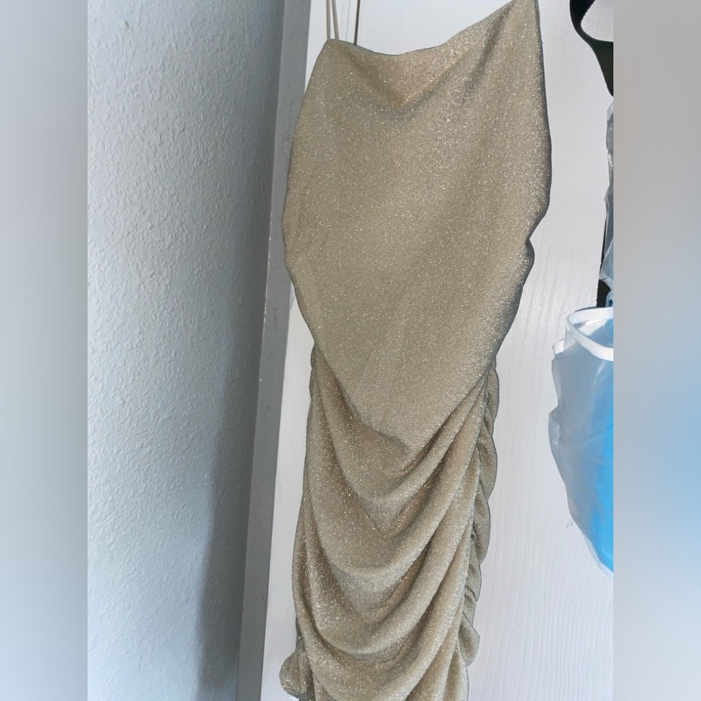 SHEIN BAE Ruched Detail Glitter Dress